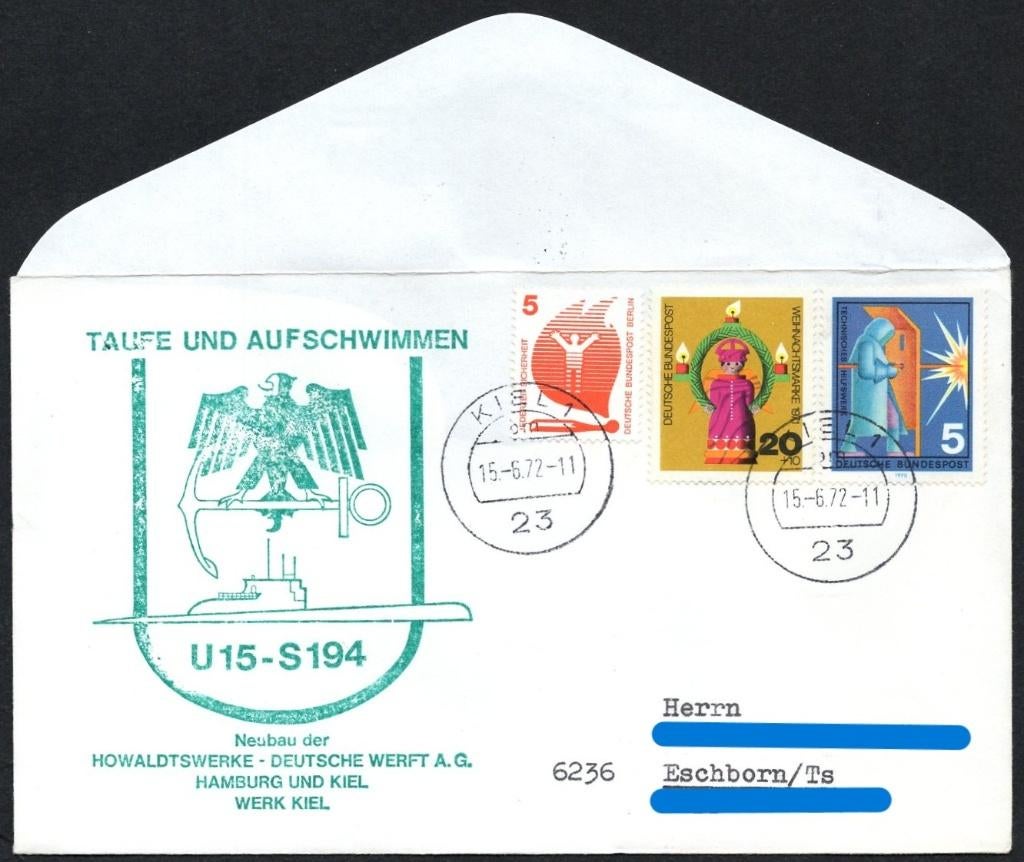 Duitsland - U15-S194 - Taufe und Aufschwimmen, Verzenden, Envelop
