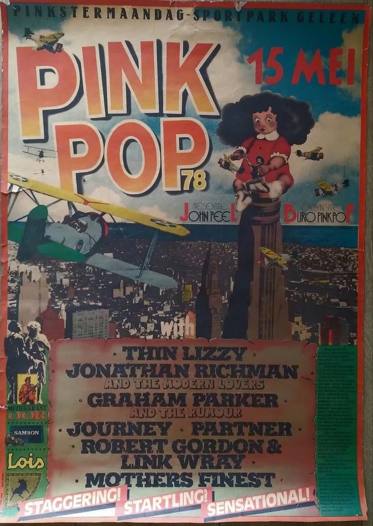 Vintage Pinkpop '78 Concert Poster - 48x68cm, Ophalen of Verzenden