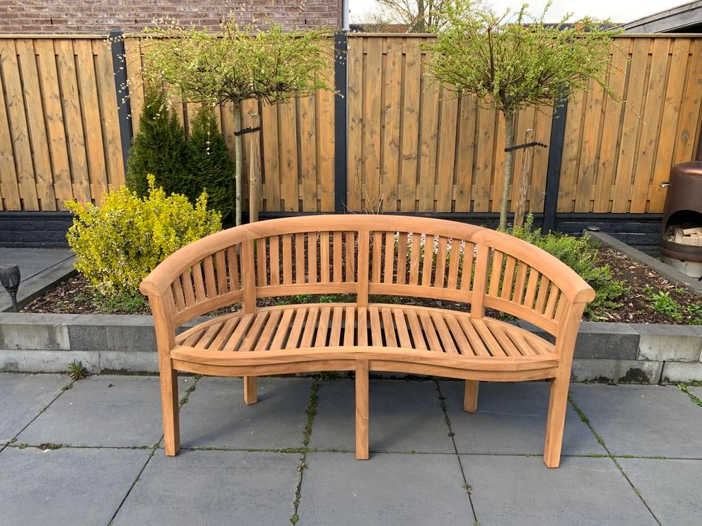 Tuinbank Teakhout Bananen bank, Ophalen, Zo goed als nieuw, Teakhout