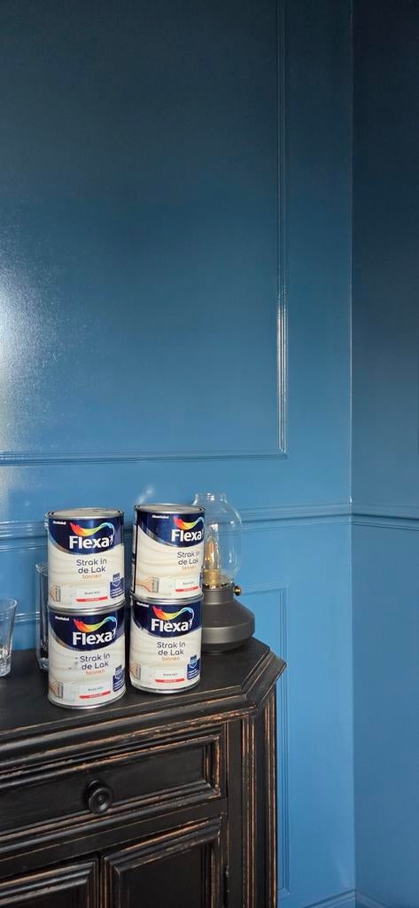 4 blikken hoogglans verf in de stoere kleur Macho, Ophalen of Verzenden, Nieuw, Blauw