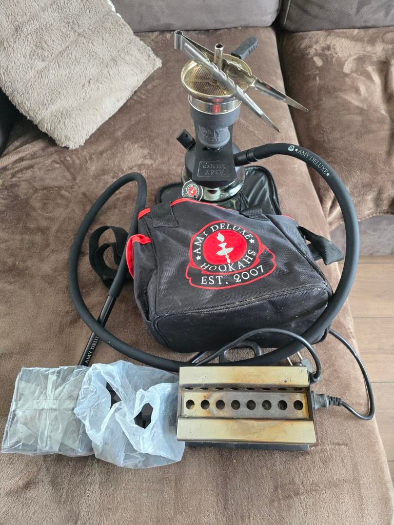 Complete Shisha Set met Kolenbrander en Draagtas, Ophalen of Verzenden, Gebruikt, (Water)pijp
