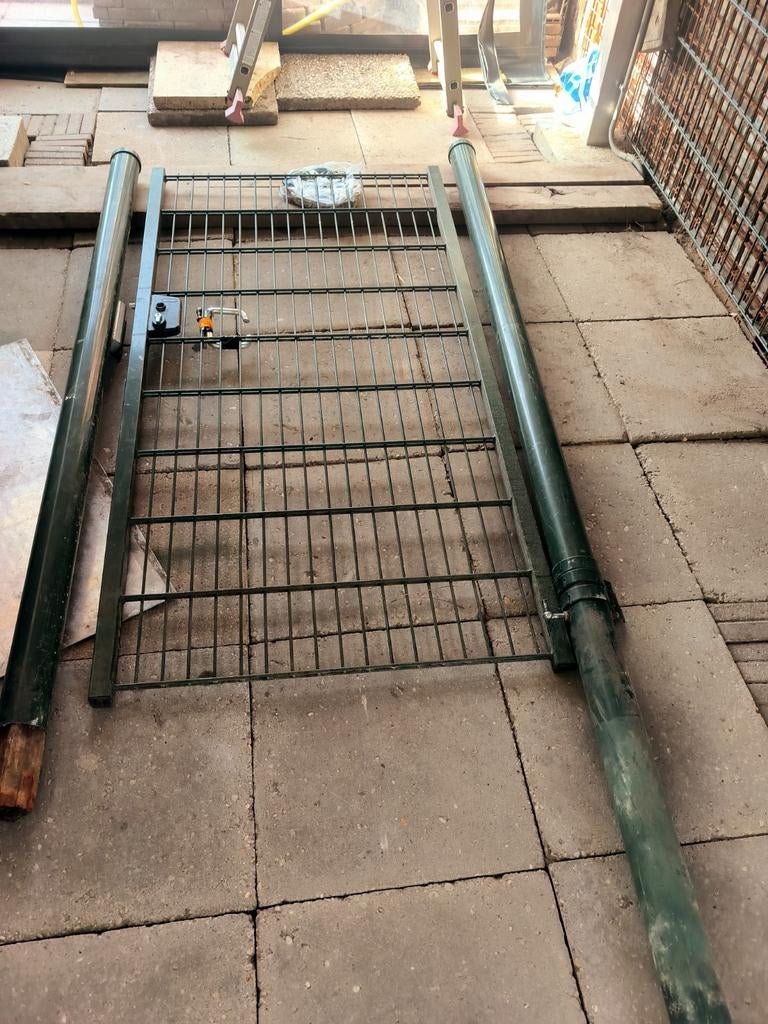 Hekpoort gaas metaal poortdeur 199x95 cm, Ophalen, IJzer, Tuinhek