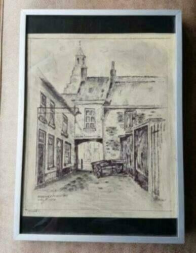 Tekening a. Grevelt den Bosch snijdersplein 1959, Antiek en Kunst, Kunst | Tekeningen en Foto's, Ophalen