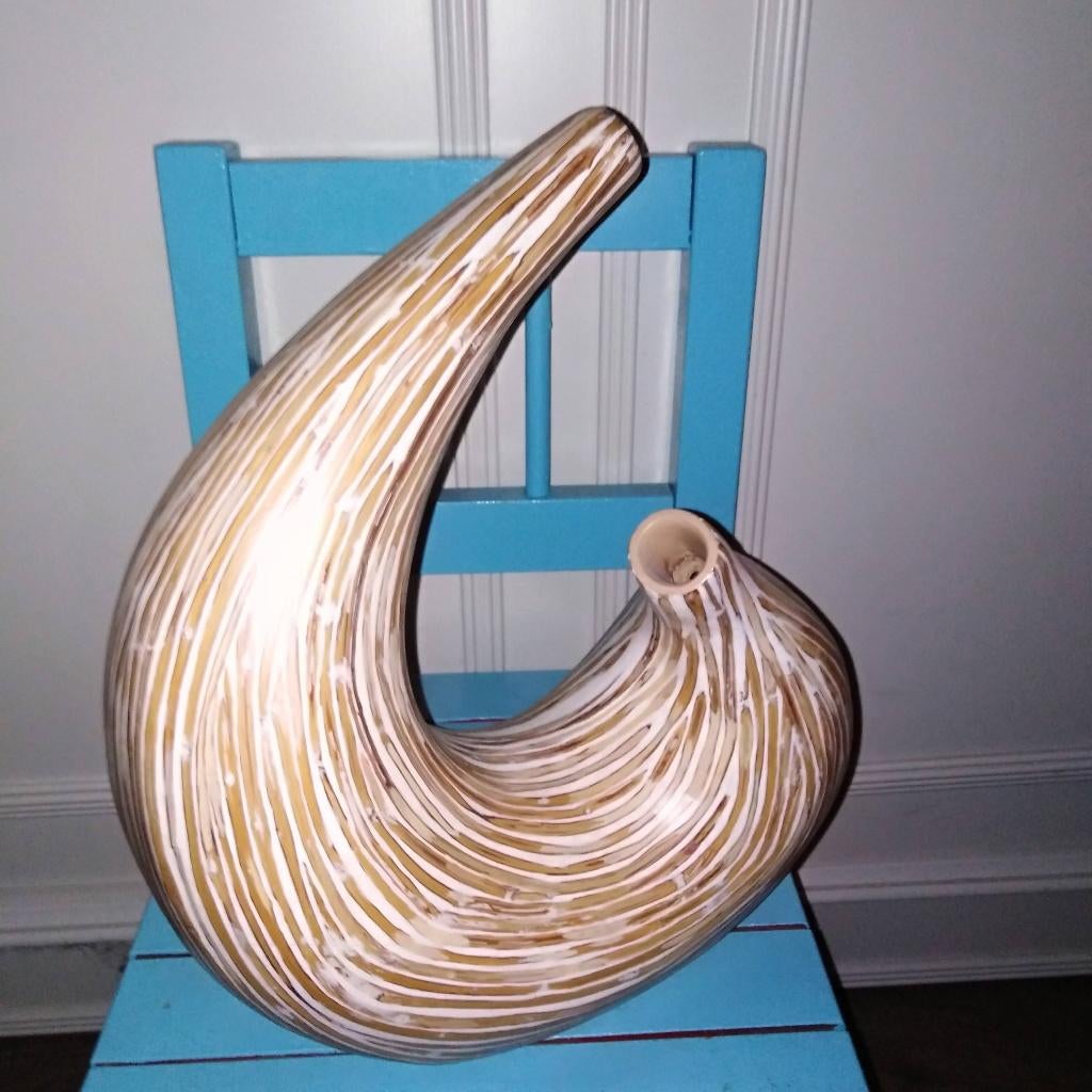 Flower Vase white artesieke vaas, Ophalen, Gebruikt, Overige kleuren, Aardewerk of Porselein