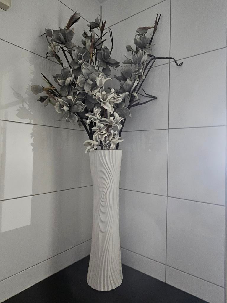 Decoatieve vaas met kunstbloemen, Huis en Inrichting, Woonaccessoires | Vazen, Ophalen, Overige kleuren, Glas