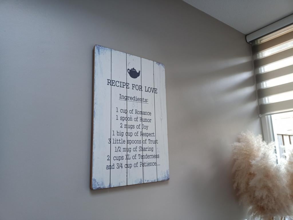 Landelijke houten bord met tekst, Minder dan 50 cm, Ophalen of Verzenden, Zo goed als nieuw, Schilderij