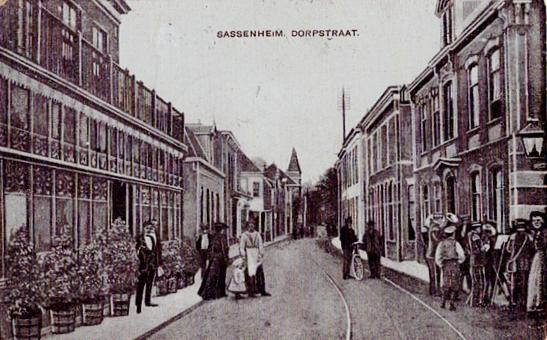 Sassenheim, Dorpsstraat   25-11-1908, Verzenden, Voor 1920, Gelopen, Zuid-Holland