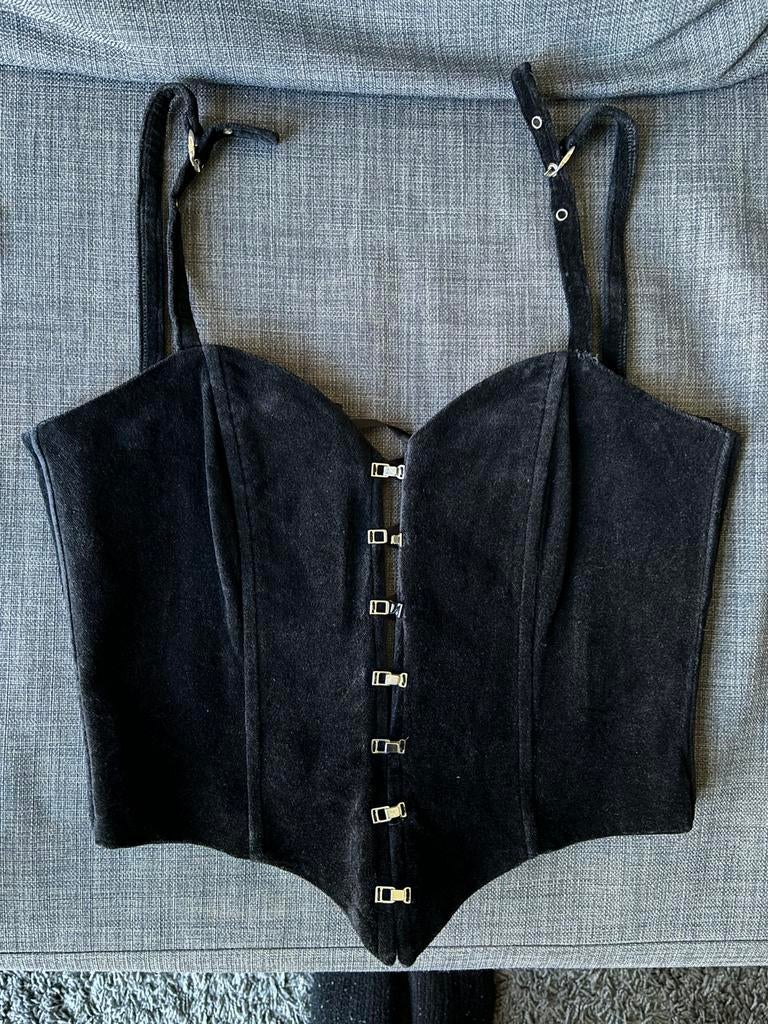 Laughing Vampire zwart fluwelen gothic topje maat S/M, Kleding | Dames, Ophalen of Verzenden, Zo goed als nieuw, Zwart, Zonder mouw