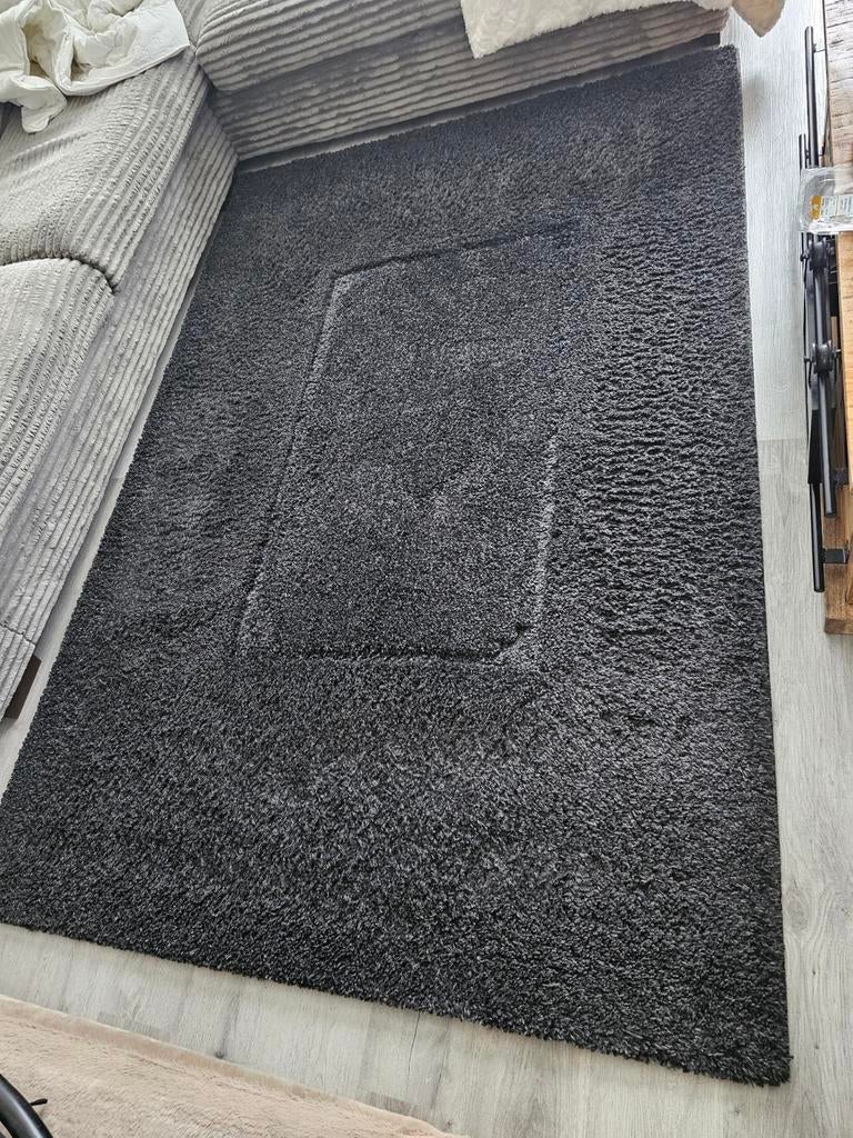 Vloerkleed zwart hoogpolig 160x230, Ophalen
