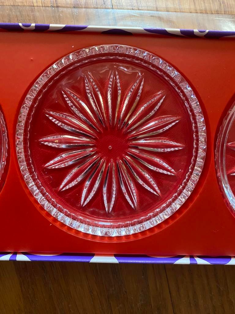 9 glazen onderzetters van Bleikristal, Ophalen of Verzenden, Zo goed als nieuw, Glas of Kopje