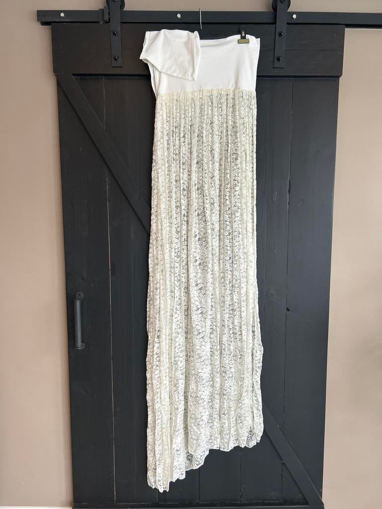 Witte zwangerschapsjurk fotoshoot Mii Estilo, Kleding | Dames, Jurken, Zo goed als nieuw, Maat 38/40 (M), Wit, Onder de knie, Ophalen of Verzenden