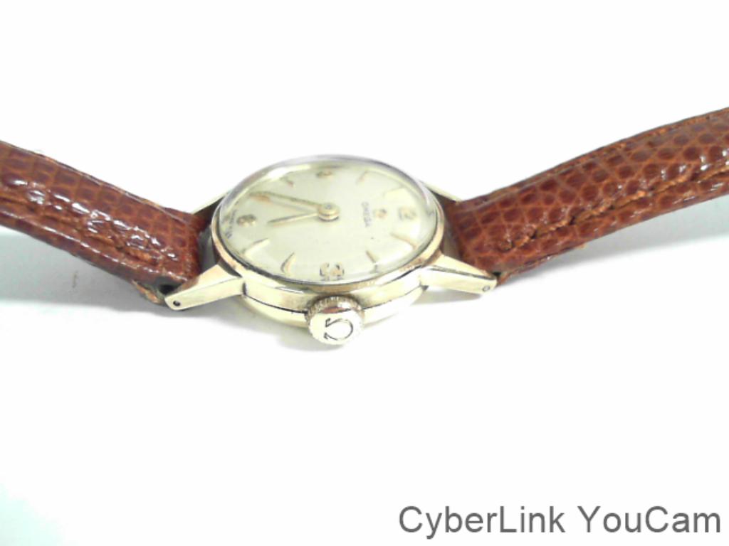 15280 14ktVintage Dames Omega 17343115 Caliber 244 50e jaren, Leer, Polshorloge, Ophalen of Verzenden, Zo goed als nieuw