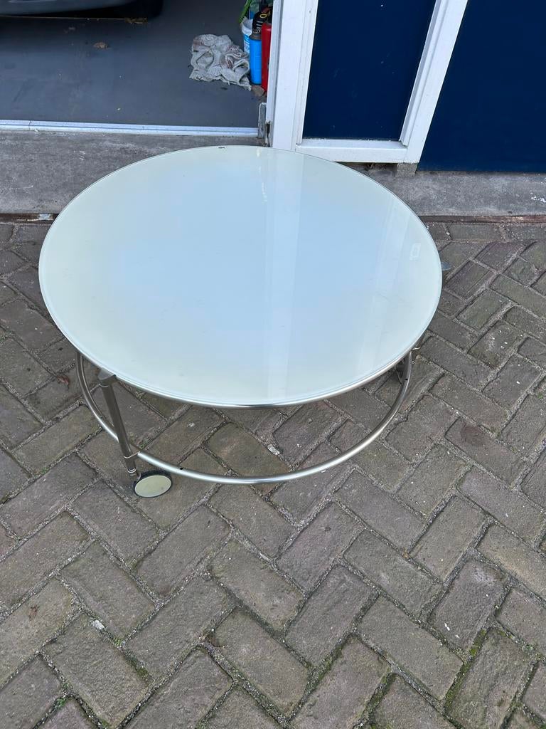 Glazen salontafel  strind Ehlen Johansson, Huis en Inrichting, Ophalen, Gebruikt, Rond, 50 tot 100 cm