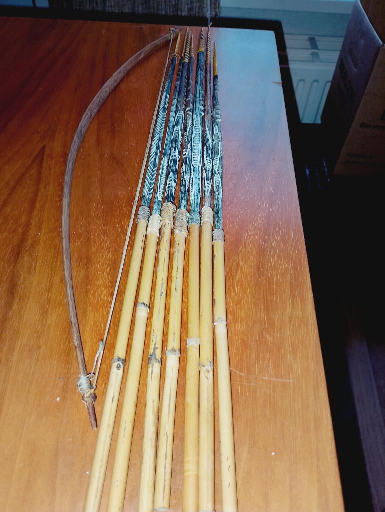 Antiek bamboe pijl en boog set, Ophalen of Verzenden