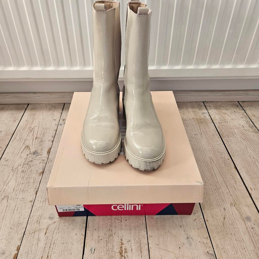 Dames  laarzen creme-wit lakleder Cellini Zgan, Hoge laarzen, Overige kleuren, Cellini, Ophalen of Verzenden