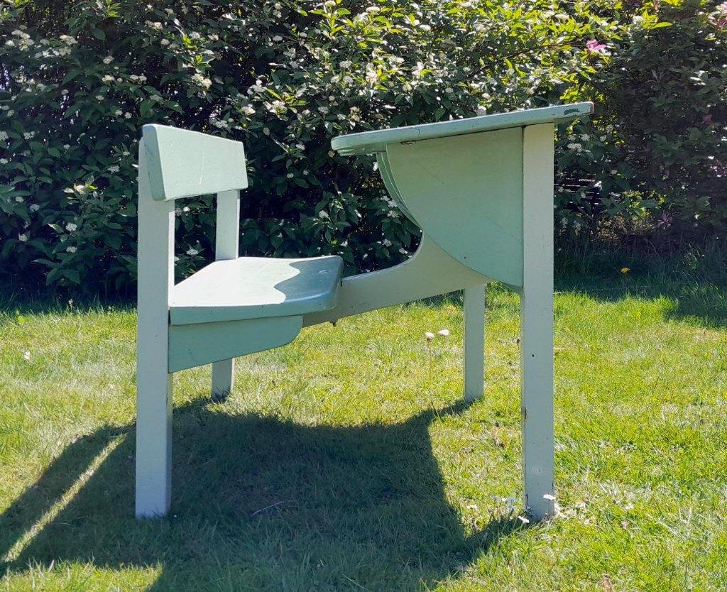 Oud vintage schoolbankje met tafel, Antiek en Kunst, Ophalen