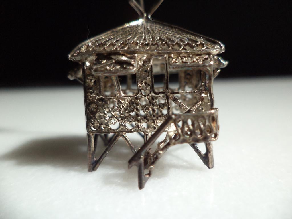 Vtg zilveren miniatuur huis poppenhuis geweven filigraan Arg, Antiek en Kunst, Antiek | Goud en Zilver, Ophalen of Verzenden, Zilver