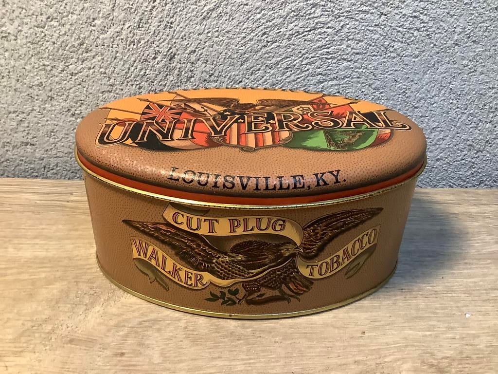 Ovaal blik Cut PlugTabacco, Verzamelen, Blikken, Ophalen of Verzenden, Gebruikt, Overige
