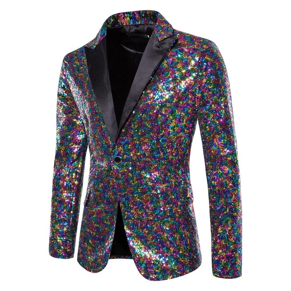 Heren gekleurd glitter colbert / blazer paillet regenboog, Verzenden, Nieuw, Overige maten