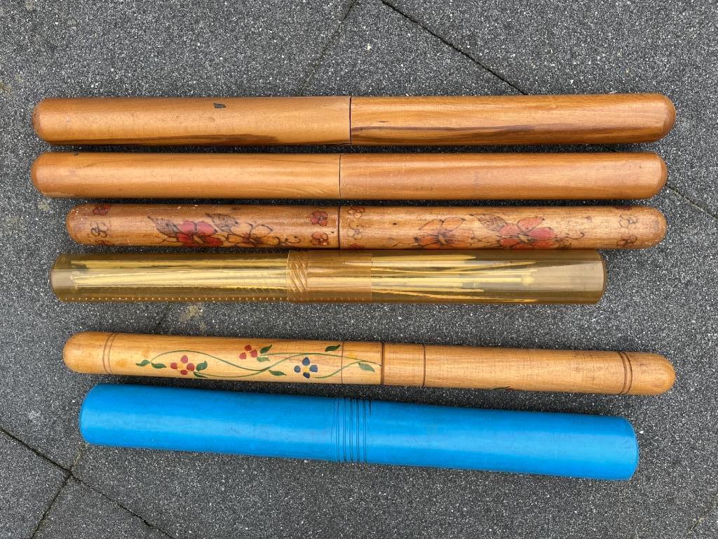 breinaalden kokers met diverse breinaalden, Ophalen of Verzenden, Gebruikt, Breien, Naald