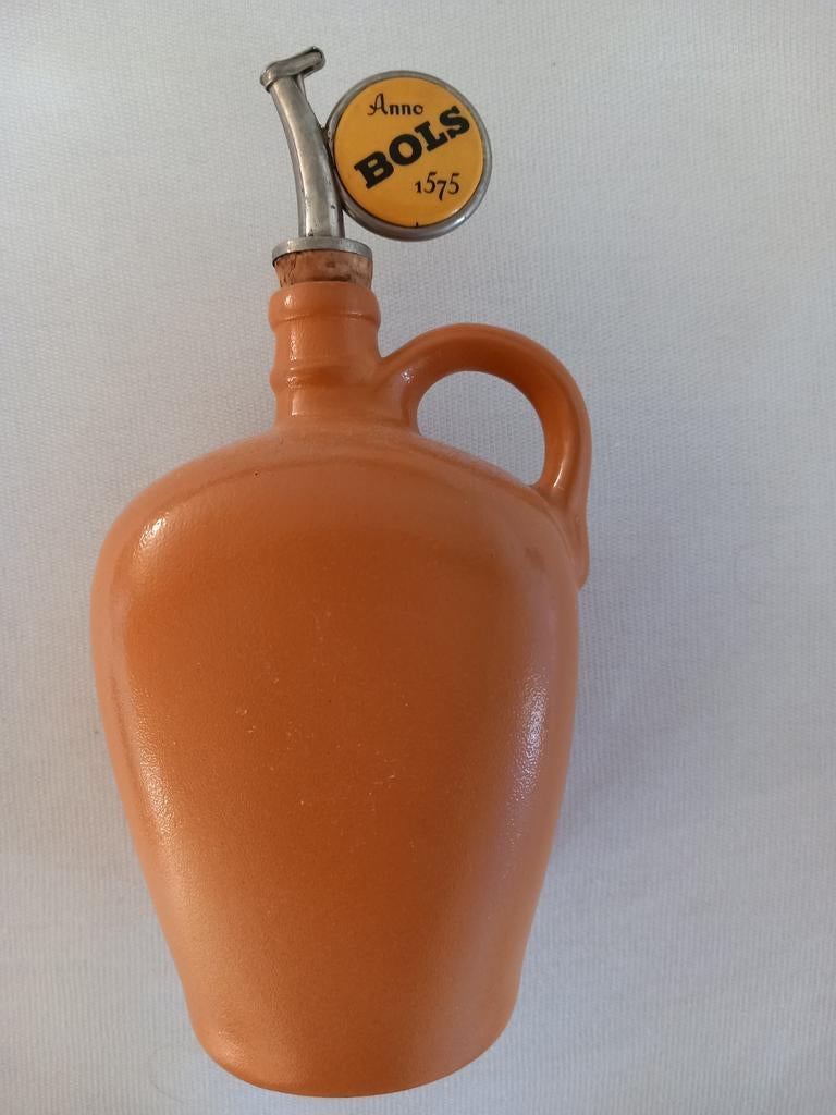 Kruikje met Bols Jenever schenktuit, cognac kruikje drank, Ophalen of Verzenden, Gebruikt, Pul(len), Overige merken