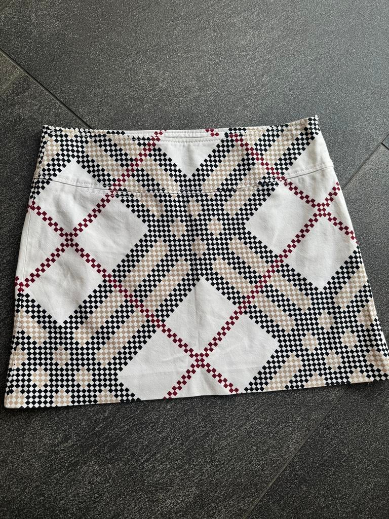 Vintage 2004 Burberry katoenen mini rokje met tartan patroon, Maat 38/40 (M), Wit, Ophalen of Verzenden, Zo goed als nieuw