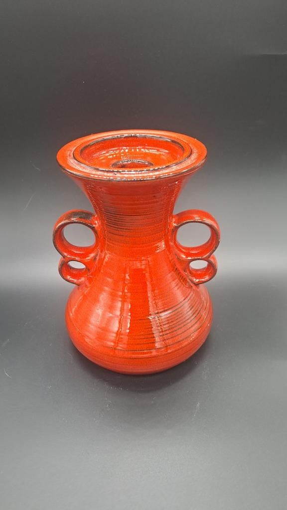 Steuler Keramik Kandelaar 675/15 - Rood, Jaren 70, Ophalen of Verzenden, Keramiek of Aardewerk