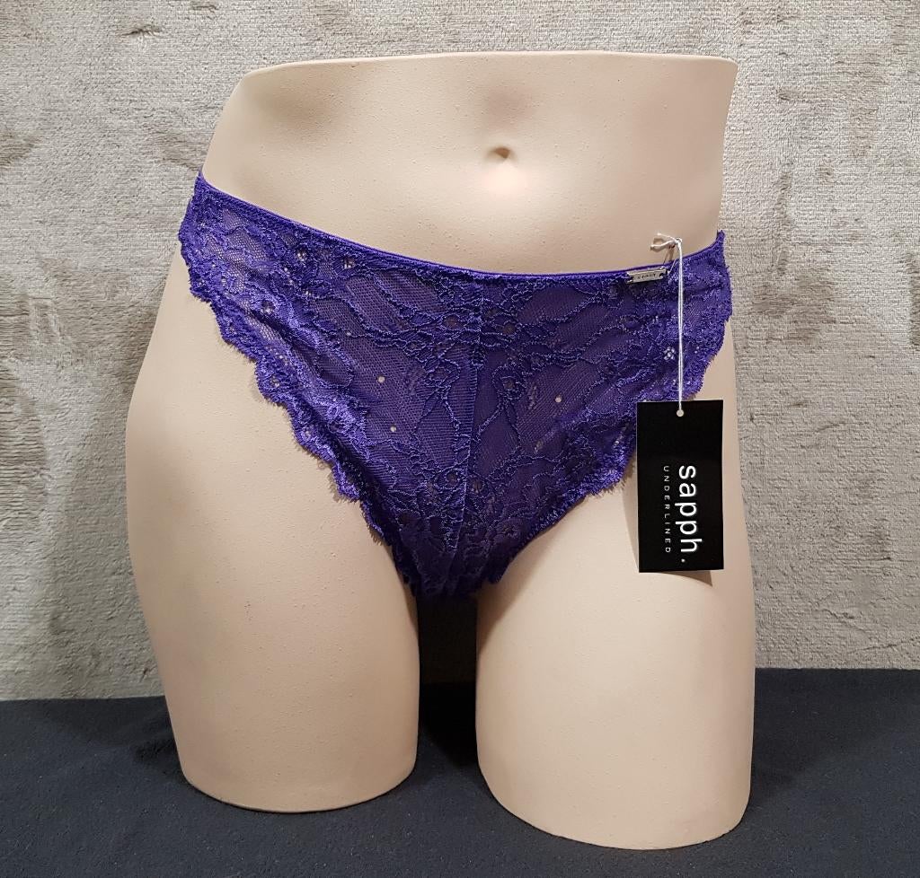 Kanten Paarse Sapph String maat L (450), Sapph, Ophalen of Verzenden, Paars, String