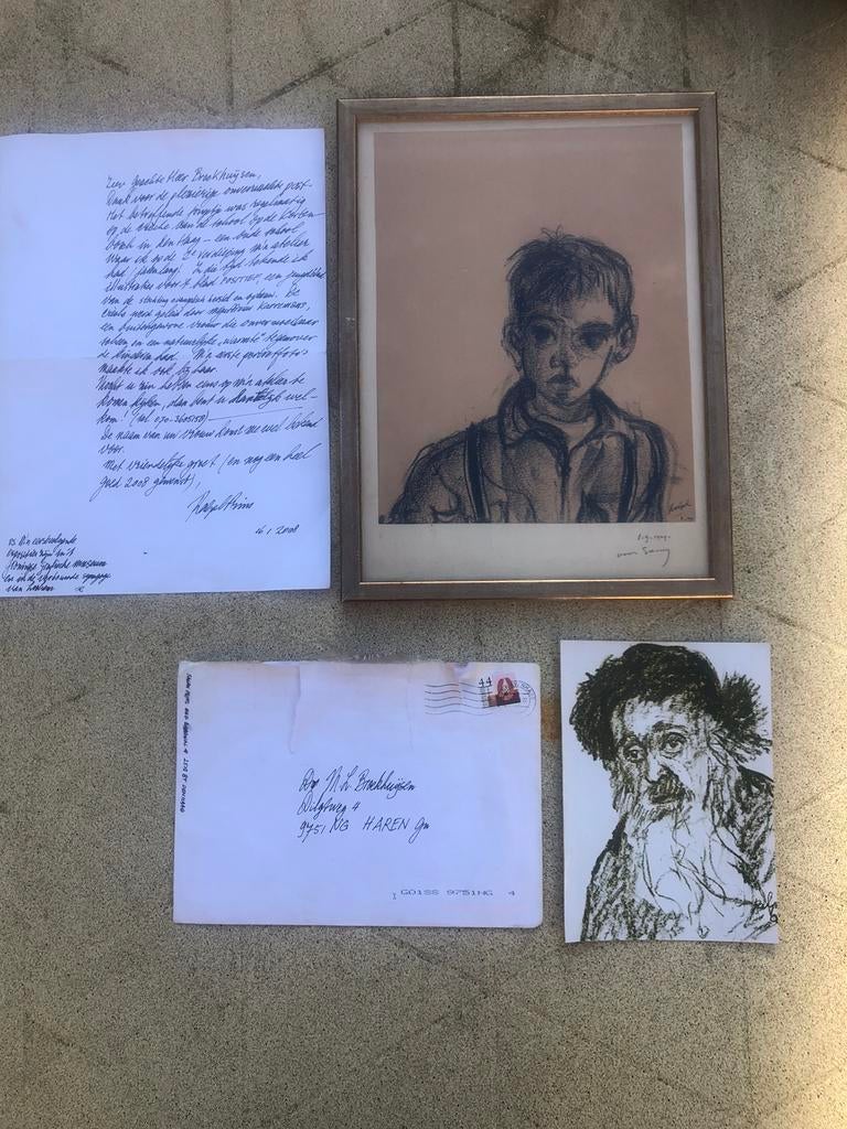 Pentekening met brief Ralph Prins, Antiek en Kunst, Kunst | Tekeningen en Foto's, Ophalen of Verzenden