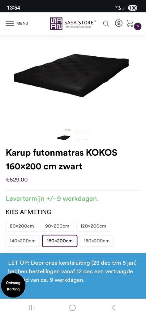 **Karup futon matras**, Tweepersoons, Ophalen of Verzenden, Zo goed als nieuw, Matras