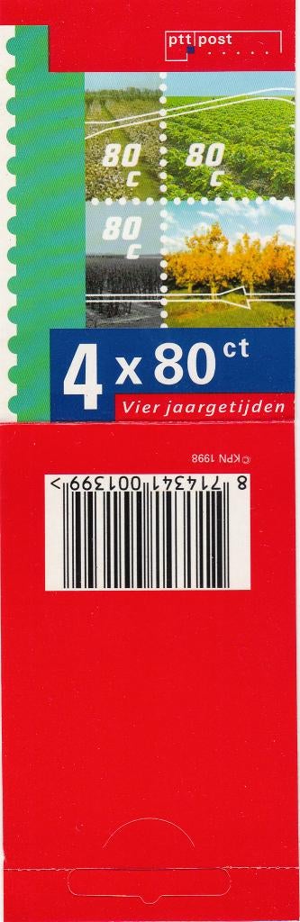 Nederland Postzegelboekje PB 50 Vier Jaargetijden 1998, Postzegels en Munten, Postzegels | Nederland, Ophalen of Verzenden, Na 1940