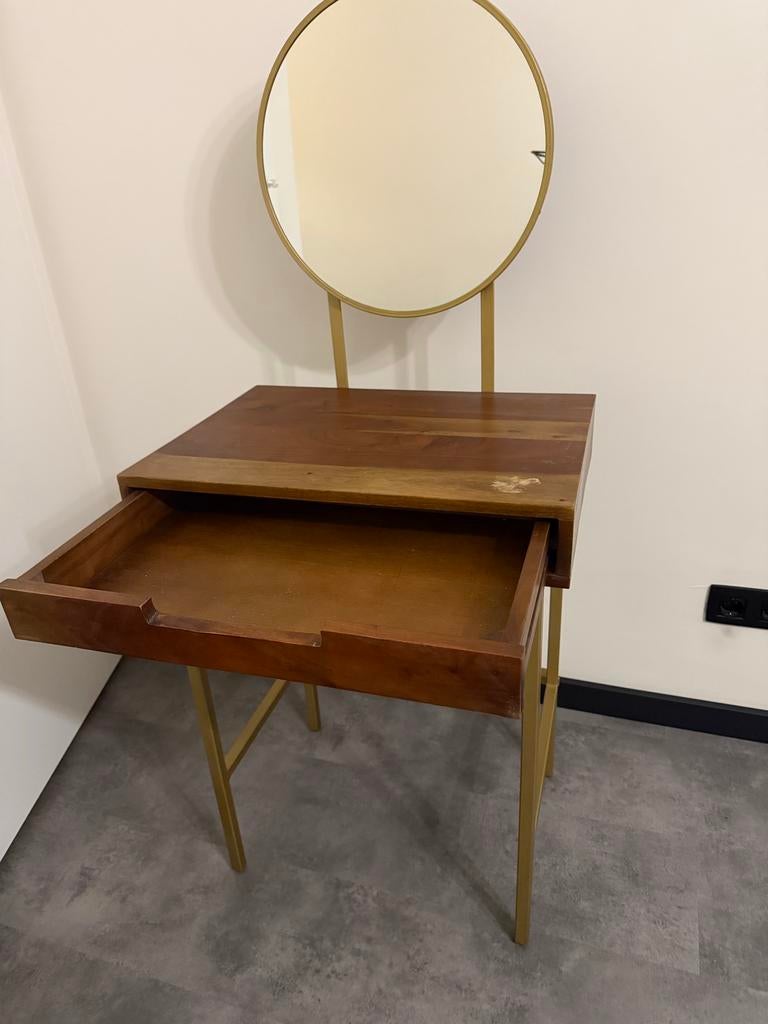 Kaptafel met spiegel en gouden poten - La Redoute, Ophalen, Minder dan 50 cm, 100 tot 150 cm, Zo goed als nieuw