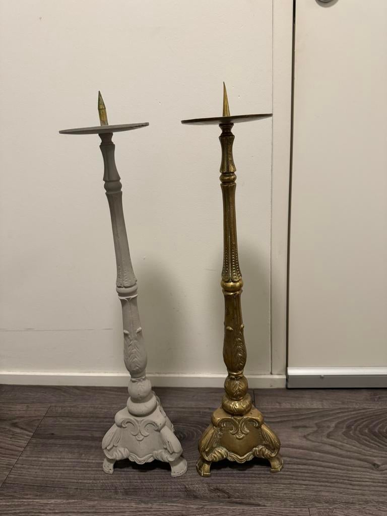 Antieke Kerkkandelaars2x, Antiek en Kunst, Antiek | Kandelaars, Ophalen, Koper of Brons