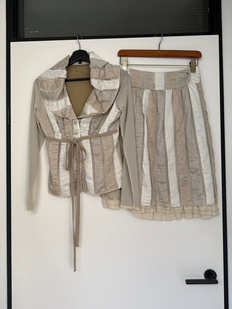 Mart Visser mantelpak set maat 38/40, Maat 38/40 (M), Kostuum of Pak, Beige, Ophalen of Verzenden