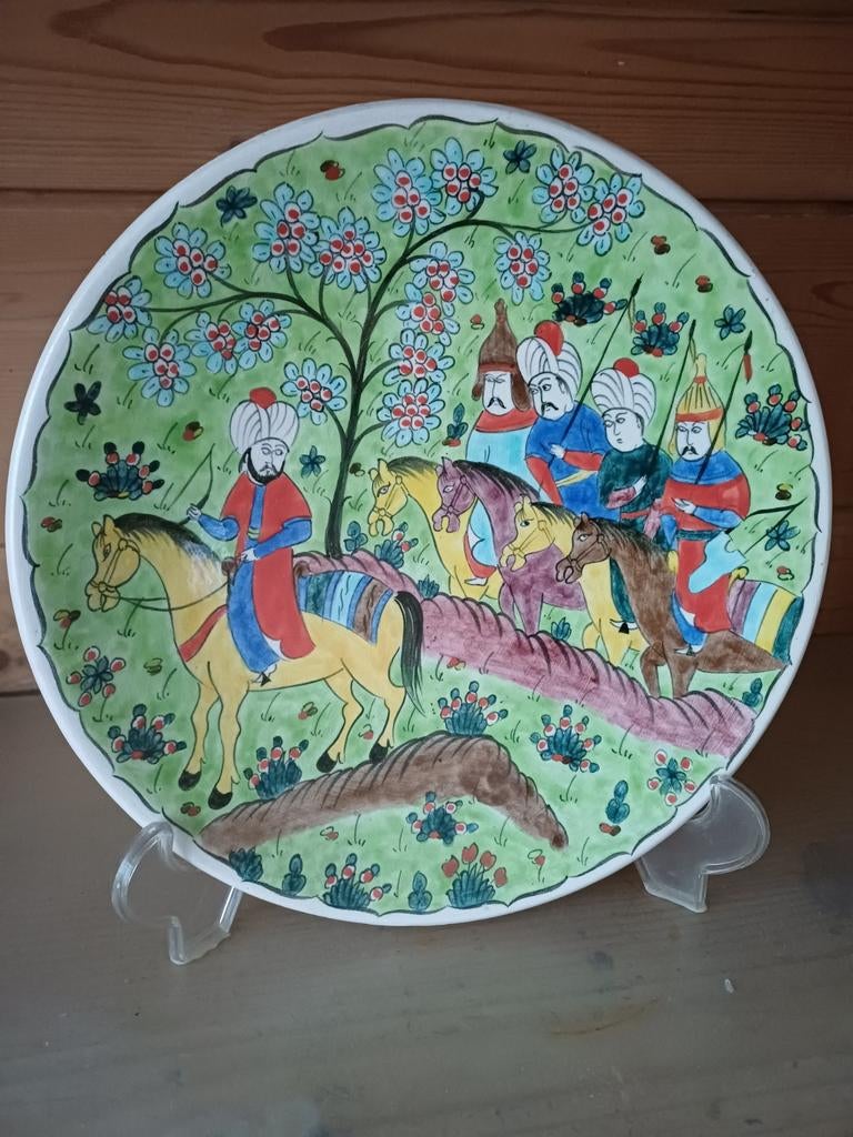 Handbeschilderd Turks bord - Nadide Çini Kütahya, Antiek en Kunst, Antiek | Wandborden en Tegels, Ophalen of Verzenden