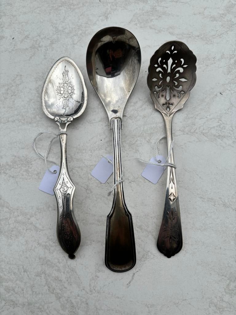 Antieke Zilveren Lepels - Set van 3, Ophalen of Verzenden