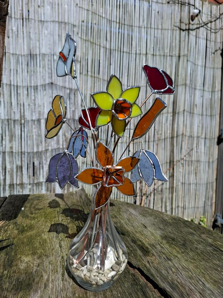 Tiffany glas in lood bloemen, Ophalen of Verzenden