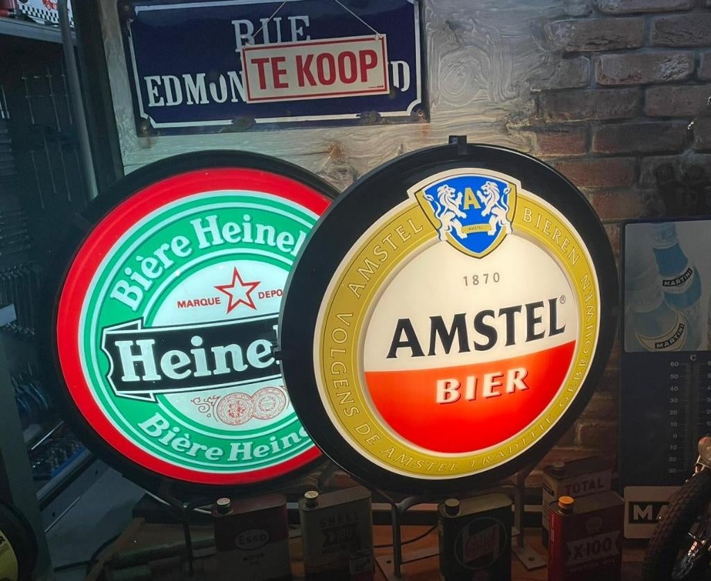 HEINEKEN EN AMSTEL BIER LICHT RECLAMES, Verzamelen, Merken en Reclamevoorwerpen, Ophalen, Gebruikt, Lichtbak of (neon) lamp