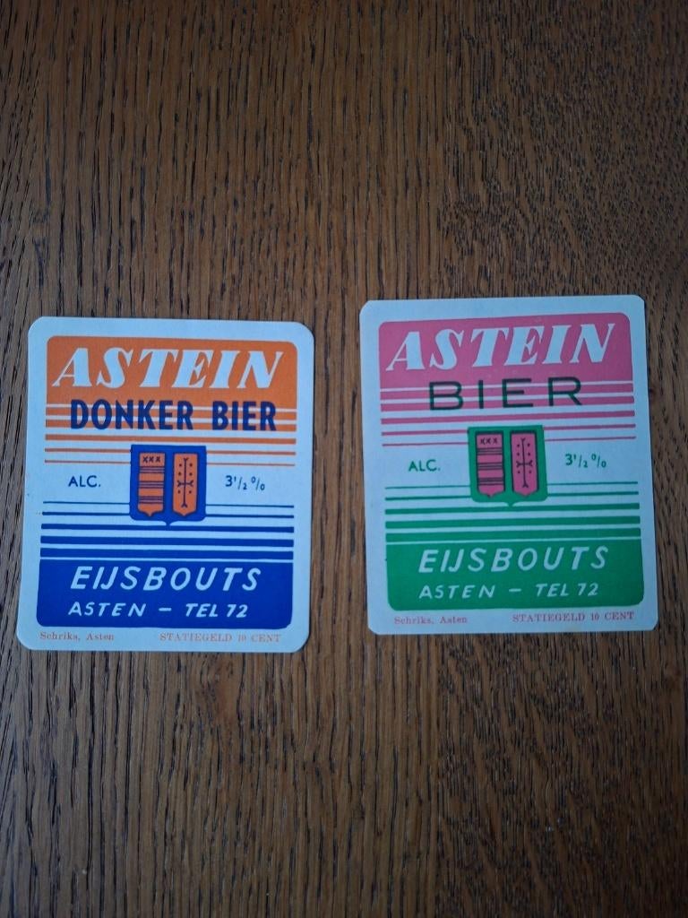 2 x Astein bier oud etiket, ongebruikt, Ophalen of Verzenden, Nieuw, Overige typen, Overige merken
