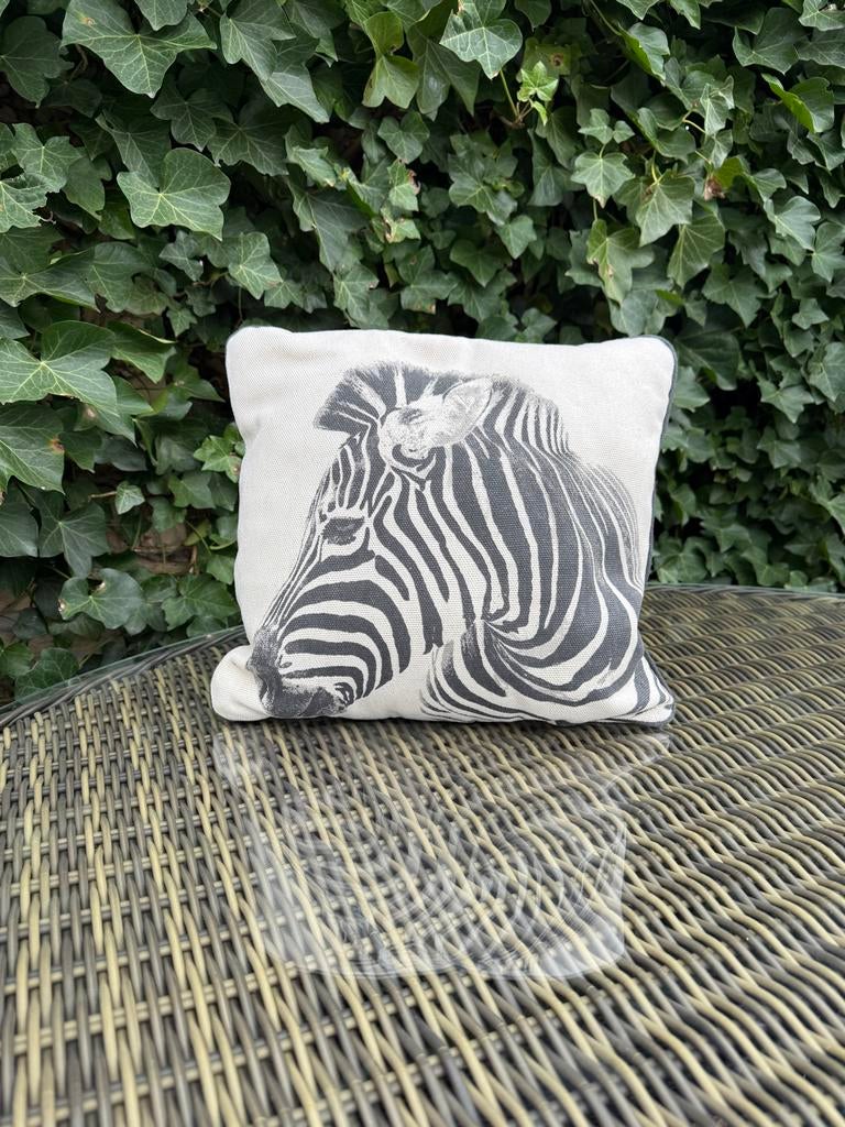 Kussen met zebraprint | 40x40 cm, Huis en Inrichting, Ophalen of Verzenden, Gebruikt, Beige, Vierkant