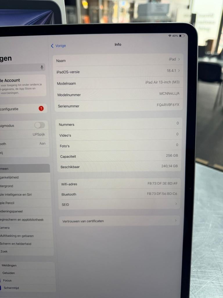 iPad Air 13” M3 256GB + Stylus Pen | ZGAN | Garantie, 13 inch of meer, Apple iPad Air, Ophalen of Verzenden, Zo goed als nieuw