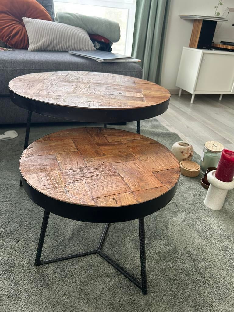 Salontafels, Huis en Inrichting, Tafels | Salontafels, Ophalen, 50 tot 100 cm, Rond, Zo goed als nieuw