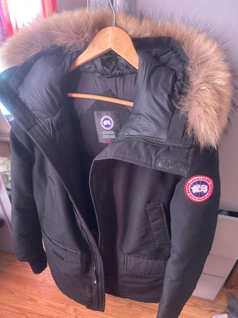Canada Goose jas zwart maat S met bontkraag, Ophalen of Verzenden, Zo goed als nieuw, Maat 46 (S) of kleiner, Zwart