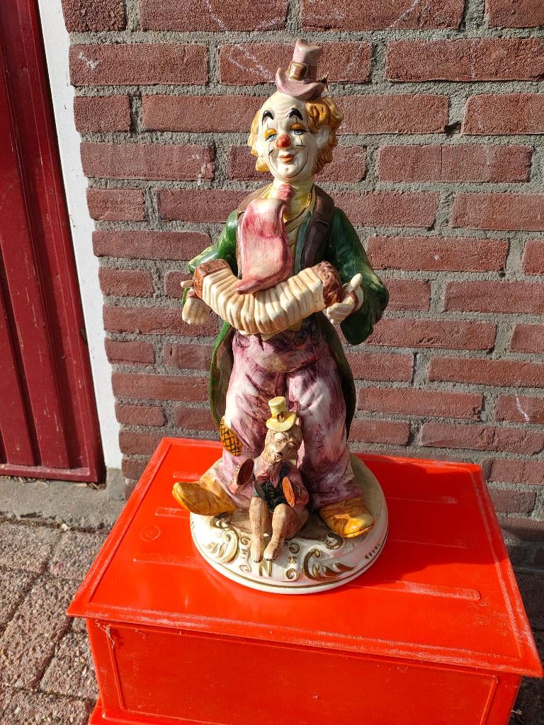 Large Vintage CAPODIMONTE CLOWN  - Porselein Decoratie, Ophalen of Verzenden