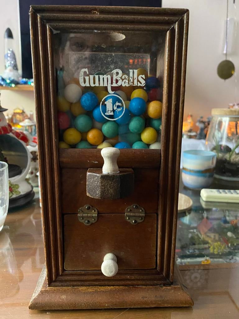 Vintage Houten Gumball Machine - Decoratief, Ophalen, Gebruikt