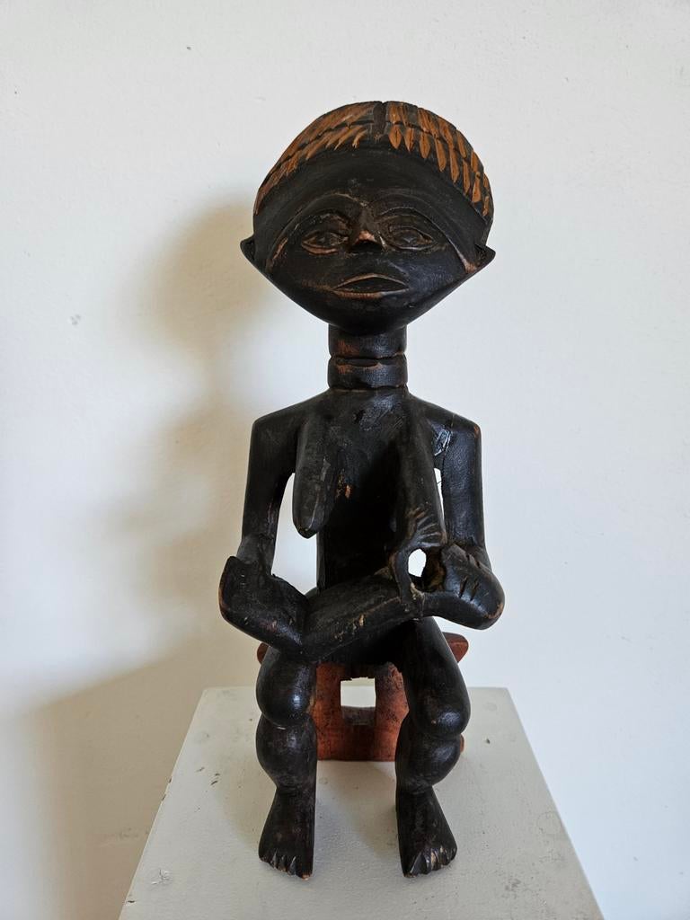 Traditioneel Ghanese Ashanti beeldje moeder met kind, Ophalen of Verzenden