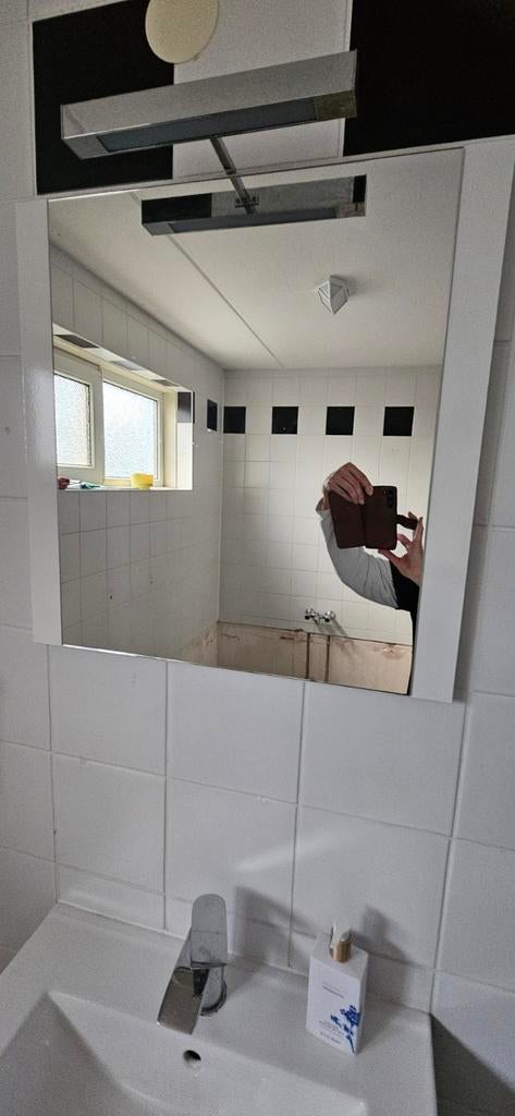 Badkamerspiegel 60x60 met verlichting, Huis en Inrichting, Badkamer | Badtextiel en Accessoires, Ophalen, Gebruikt, Wit