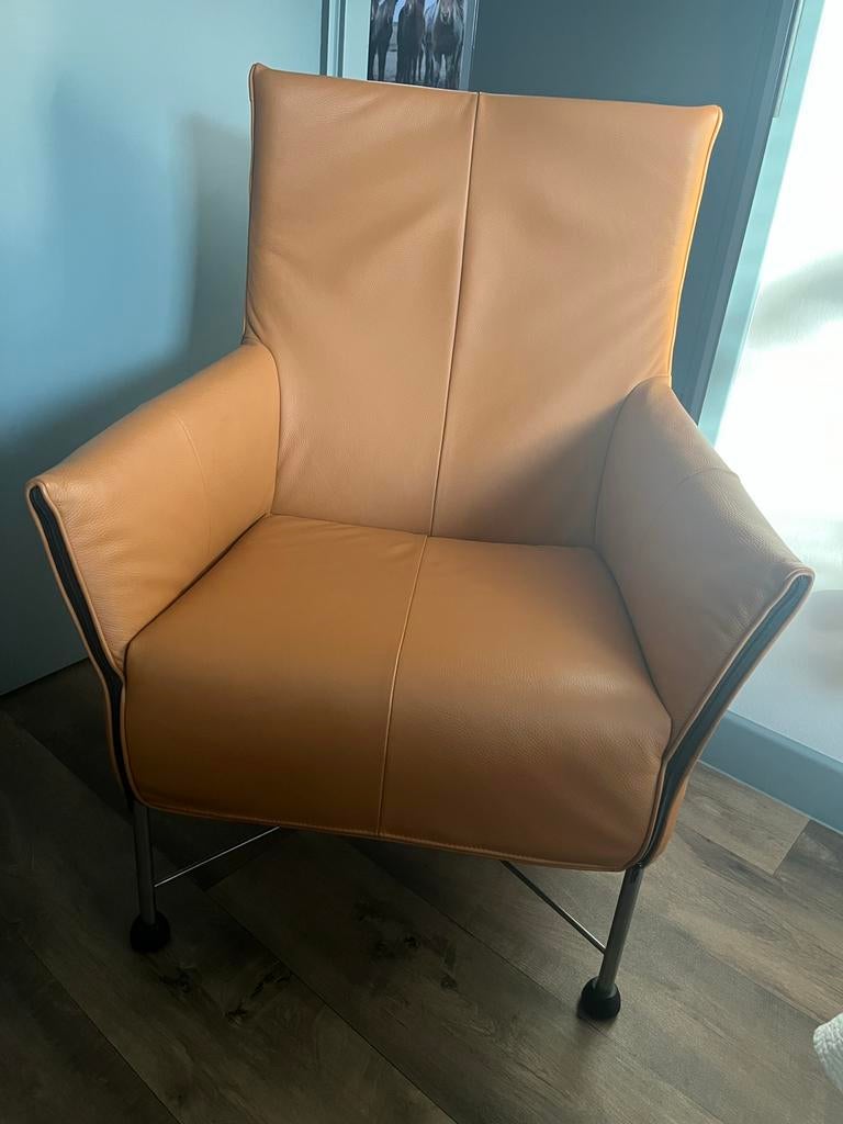Prachtige lederen Montis Charly fauteuil refurbished, Huis en Inrichting, Stoelen, Ophalen, Bruin, Nieuw, Leer