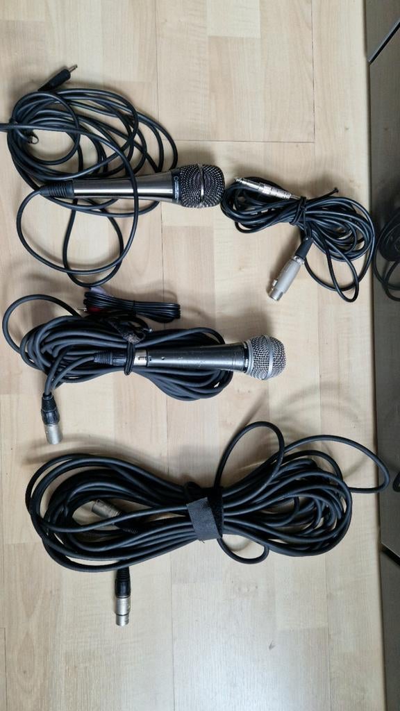 2x Microfoon met extra lange DIN en Jack kabels, Muziek en Instrumenten, Microfoons, Ophalen, Gebruikt, Zangmicrofoon