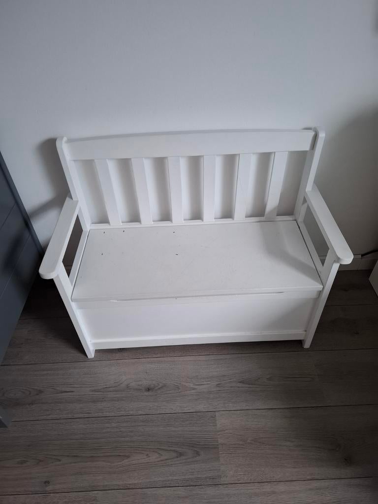 Wit speelgoedbankje met opbergruimte, Ophalen of Verzenden, Gebruikt, Overige typen